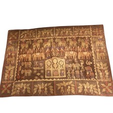 RARE Kanpuri Temple Hanging Uttar Pradesh India c1900 horses / elephants / Carts