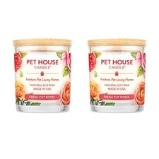 Pet House Candles, Clean Long-Burning, Scented Pet Pack of 2 Fresh Cut Roses