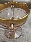 Pink Depression Glass Creamer And Sugar With Gold Trim nice set — photo 4