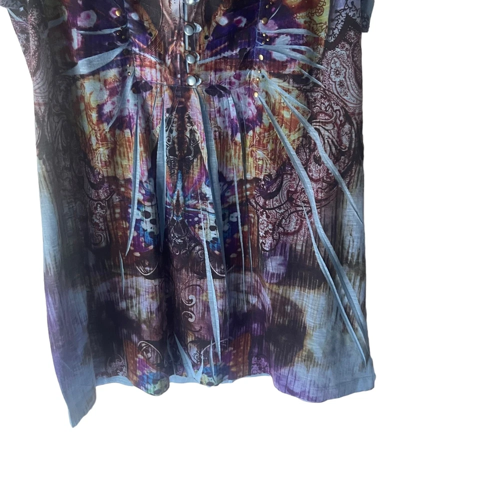 Blusa Eneworld Feminina Tamanho Médio Borboleta Whymsical Fada Azul Roxa - Imagem 3 de 4