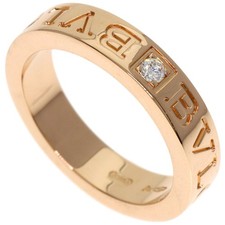 BVLGARI Double logo 1P Diamond Ring K18 Pink Gold Ladies Used 