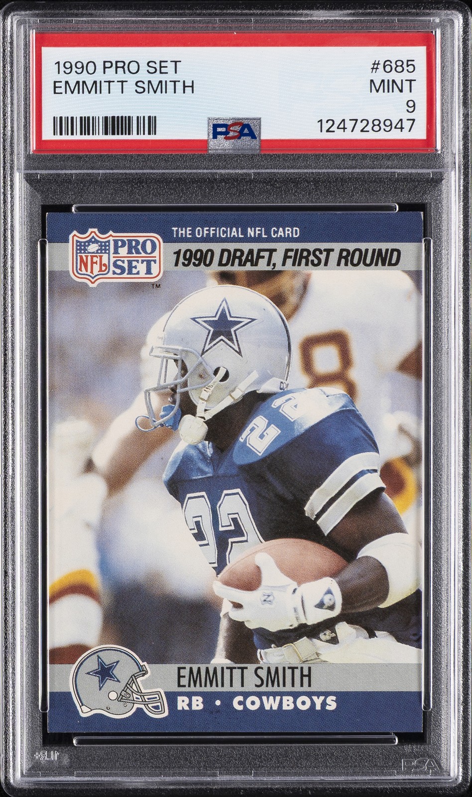1990 PRO SET #685 EMMITT SMITH ROOKIE RC PSA 9