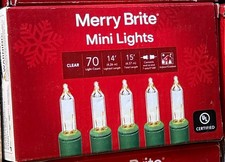 MERRY BRITE MINI CHRISTMAS LIGHTS 70 Count  347495 CLEAR BULB