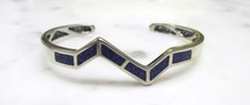 Waldeck Johnson Navajo Lapis Lazuli ZigZag Sterling Cuff Bracelet 16.3g ~ 4-C305