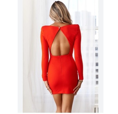 HELLO MOLLY Women's Next Level Dress Red Long Sleeve Open Back Sz 4 | eBay