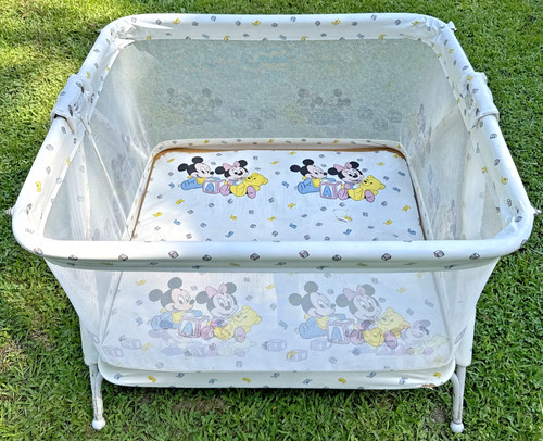 Vintage Graco Disney Babies Pack N Play Playpen Baby Mickey & Minnie 39x36