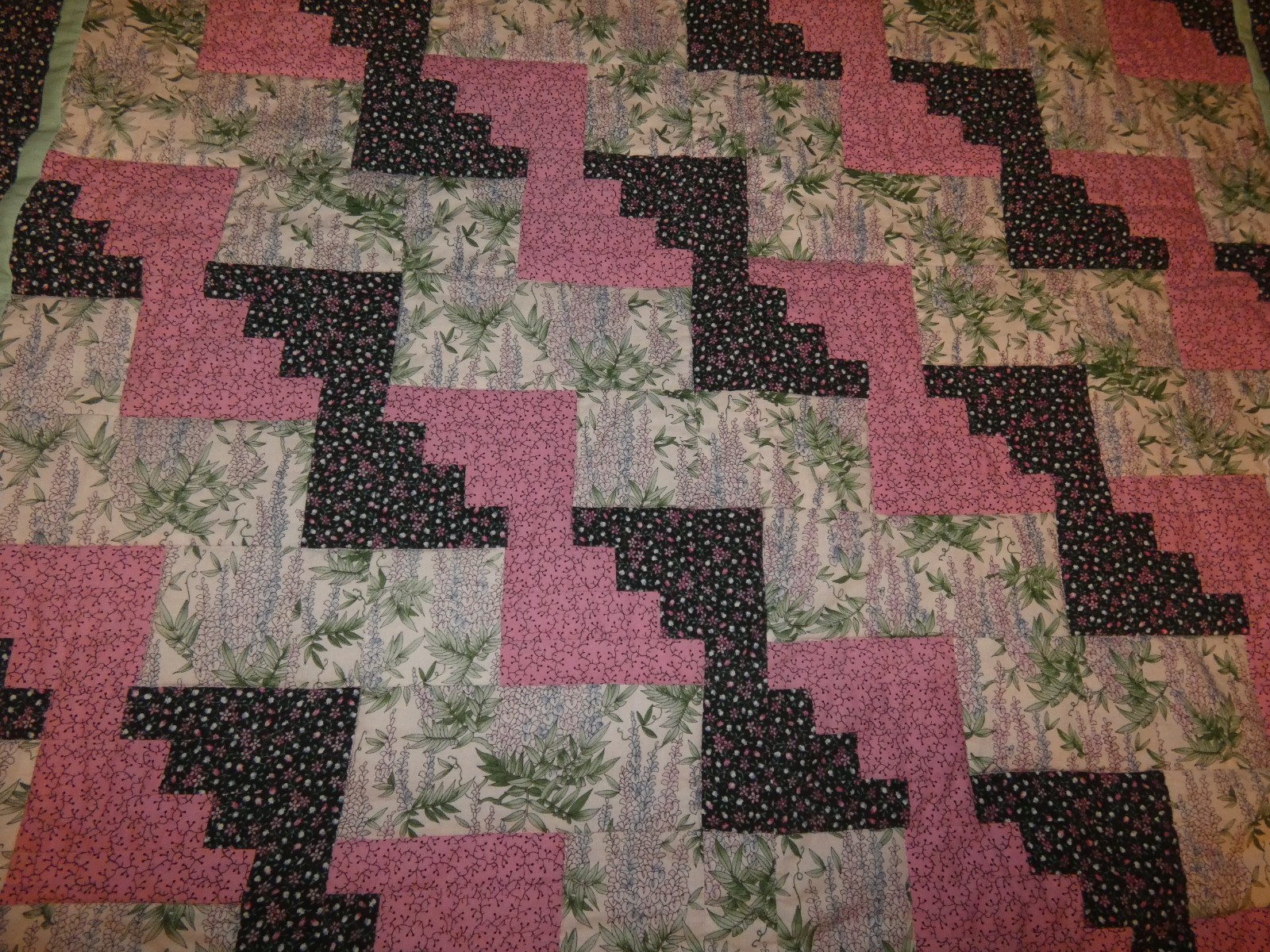 Attic Stair Handmade Quilt Some Tiny 1 Inch Blocks 46 x 55"