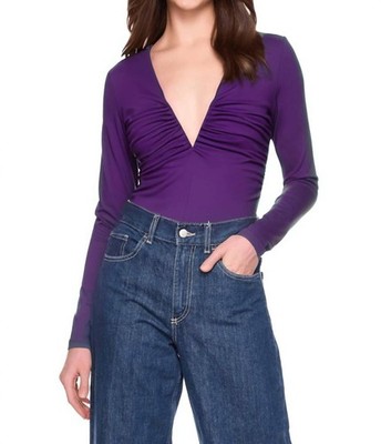Susana Monaco V Wire Gathered Long Sleeve Top Plum