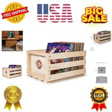 Record Storage Crate Holds up to 75 Albums, Natural