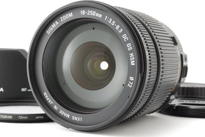 [MINT w/Hood] Sigma 18-250mm f/3.5-6.3 OS HSM DC Lens For Canon From JAPAN