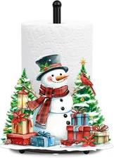 Snowman Paper Towel Holder Stand Christmas Kitchen and Bathroom Countertop Decor