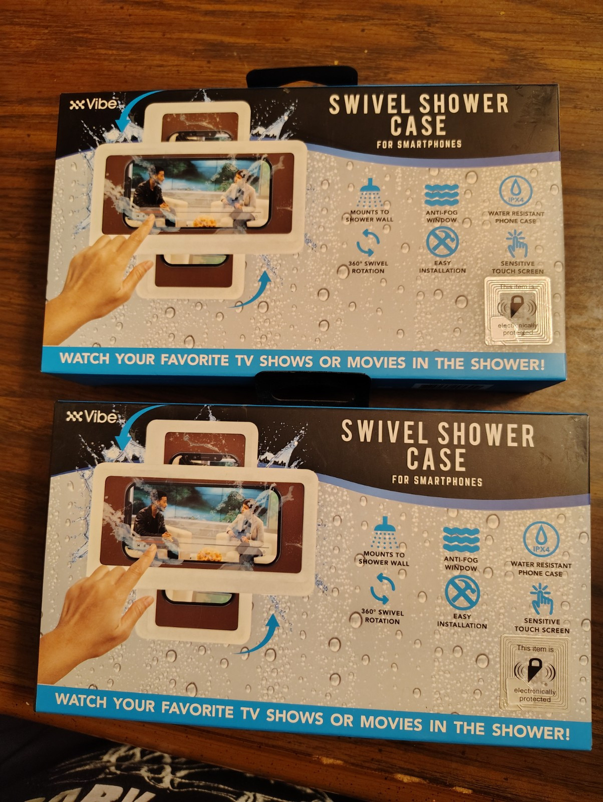 2-Pack Waterproof Swivel Shower Phone Case with Vibe Feature