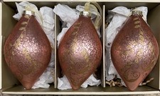 Christian Siriano Large Pink Gold Mercury Glass Christmas Ornaments 4  Set Of 3