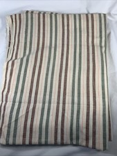 Handcrafted Cotton Fabric Tan/Green Wide Stripe Imported From India- 45" W