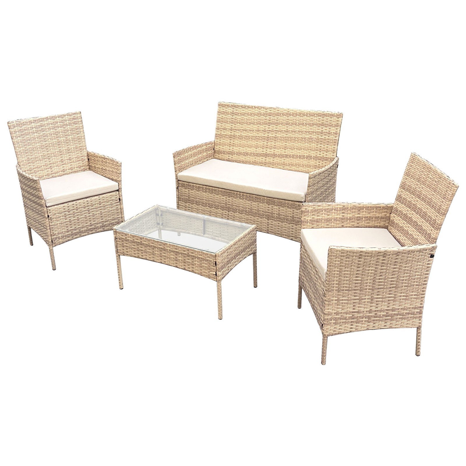 SVITA BROOKLYN Salotto da Giardino 4 Pezzi Set di Mobili da Giardino Set di Sedute Polyrattan Beige
