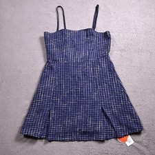 CIDER Tweed Mini Dress Women's L NWT Blue Checkered Preppy Y2K Clueless