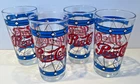 Vintage Pepsi Cola Drinking Glasses Tiffany Style 1970s Stained Glass Set of 4