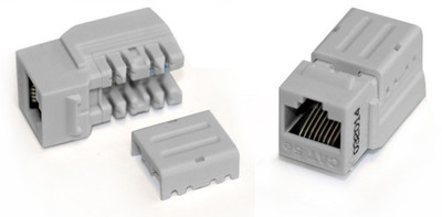 100 Pack Hyperline Cat5e Keystone Jack Network 110 Punchdown RJ-45 / 8P8C Gray