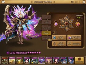 Summoners War 4LD - Lucifer, Maximilian, Nyx, Seimei, G1 +220 Swift, +174 vio