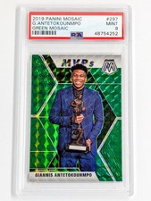 2019-20 Panini Mosaic MVPs Green Prizm #297 Giannis Antetokounmpo PSA 9 Bucks
