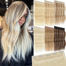 Thick Remy Highlight Clip In Real Human Hair Extensions One Piece 3/4 Full Head
