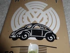 VINTAGE HAUPT VOLKSWAGEN BEETLE 1' PORCELAIN METAL GASOLINE OIL THERMOMETER SIGN