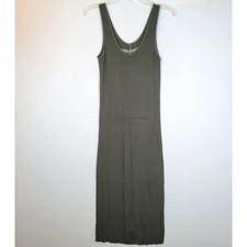 Enza Costa Womens Ribbed Tank Dress Green Viscose Silk Lycra Maxi Size Large