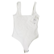 Good American Square Neck Sculpting Modern Tank Bodysuit WHITE GB0375 Size 3 L 