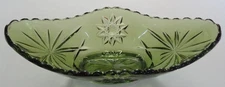 Vintage Anchor Hocking Green EAPC Star of David Banana Split Gondola Boat Dish