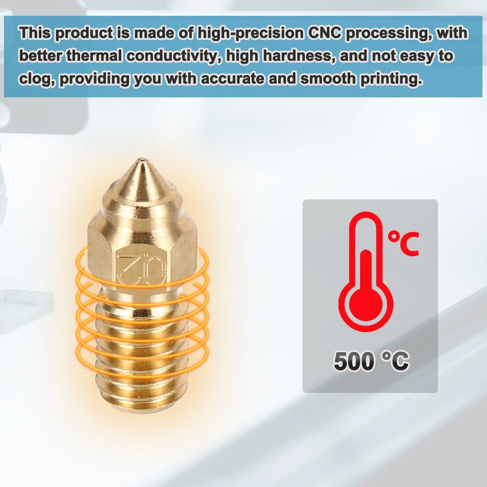 1 juego de boquillas extrusoras de impresora 3D 0,2/0,3/0,4/0,5/0,6/0,8/1,0 mm (16,8x6 mm) Foto 4 de 4