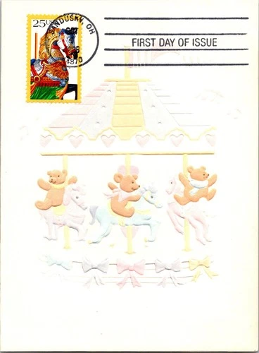 Dr Jim Stamps Maximum Card Carousel Animals Horse 25C Fdc Bifold Embossed