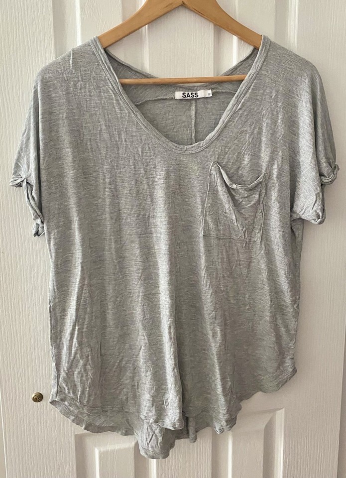 SASS Ladies Grey T-Shirt With Pocket Size 10