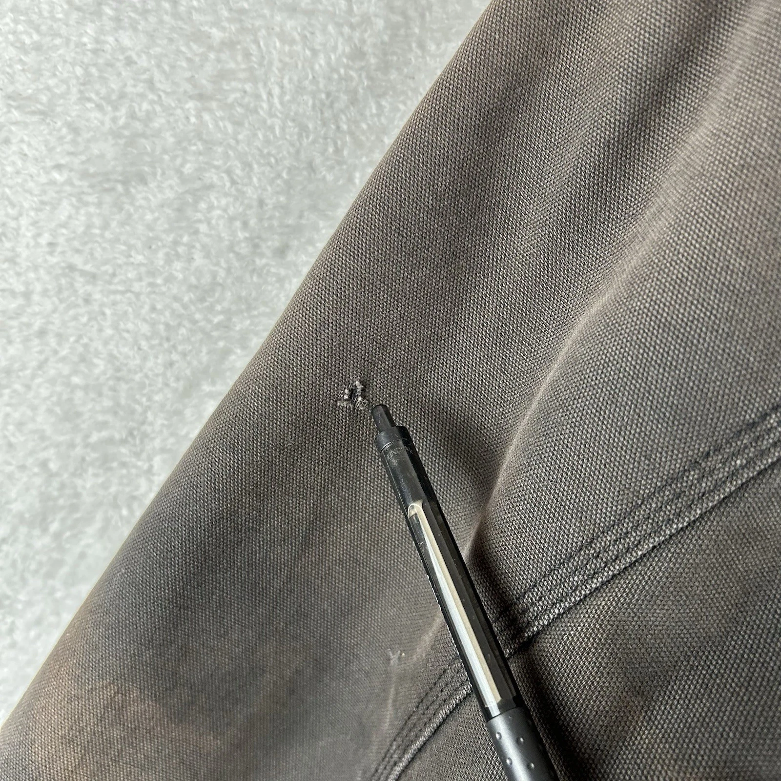 WALLS Hooded Distressed Dark Brown Zip Up Duck Canvas Work Jacket Men L Sun Fade image 9