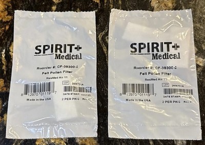 2 Sealed Bags New CF-39300-2 Spirit+ Medical Felt Pollen Filters  ResMed Air 11