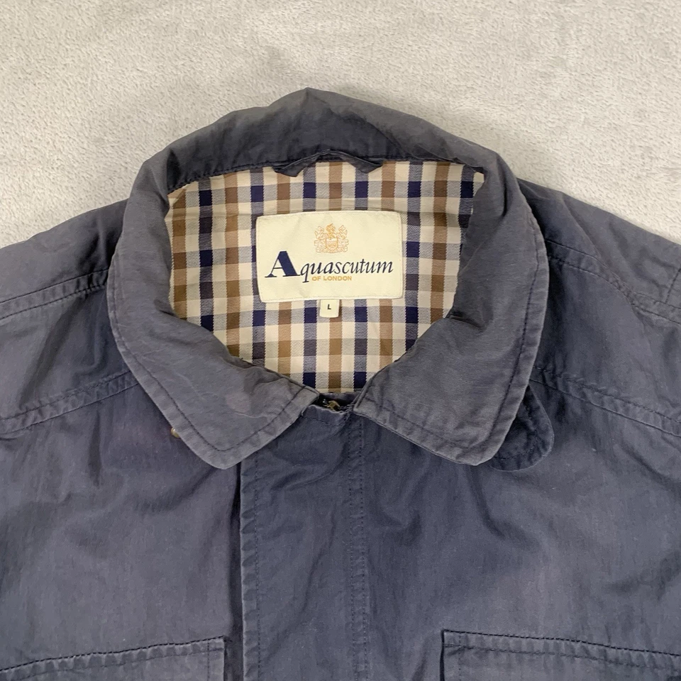 Chaqueta Aquascutum Para Hombre L Azul Utilidad Terraza Casa Cuadros M65 Cierre Militar Foto 2 de 4