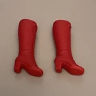 Barbie Doll Accessories: Vintage Rubber Squishy Red Boots Tie-Up Knee High