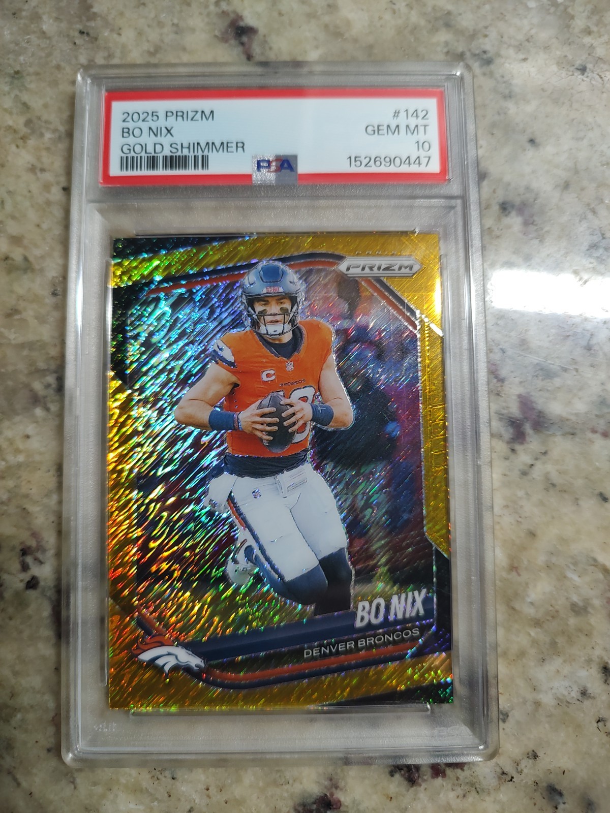 2025 Prizm Bo Nix - Gold Shimmer /10 - PSA 10