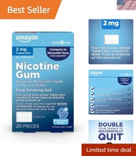 Coated Nicotine Gum 2 mg, Ice Mint Flavor, Stop Smoking Aid, Relieves Nicotin...