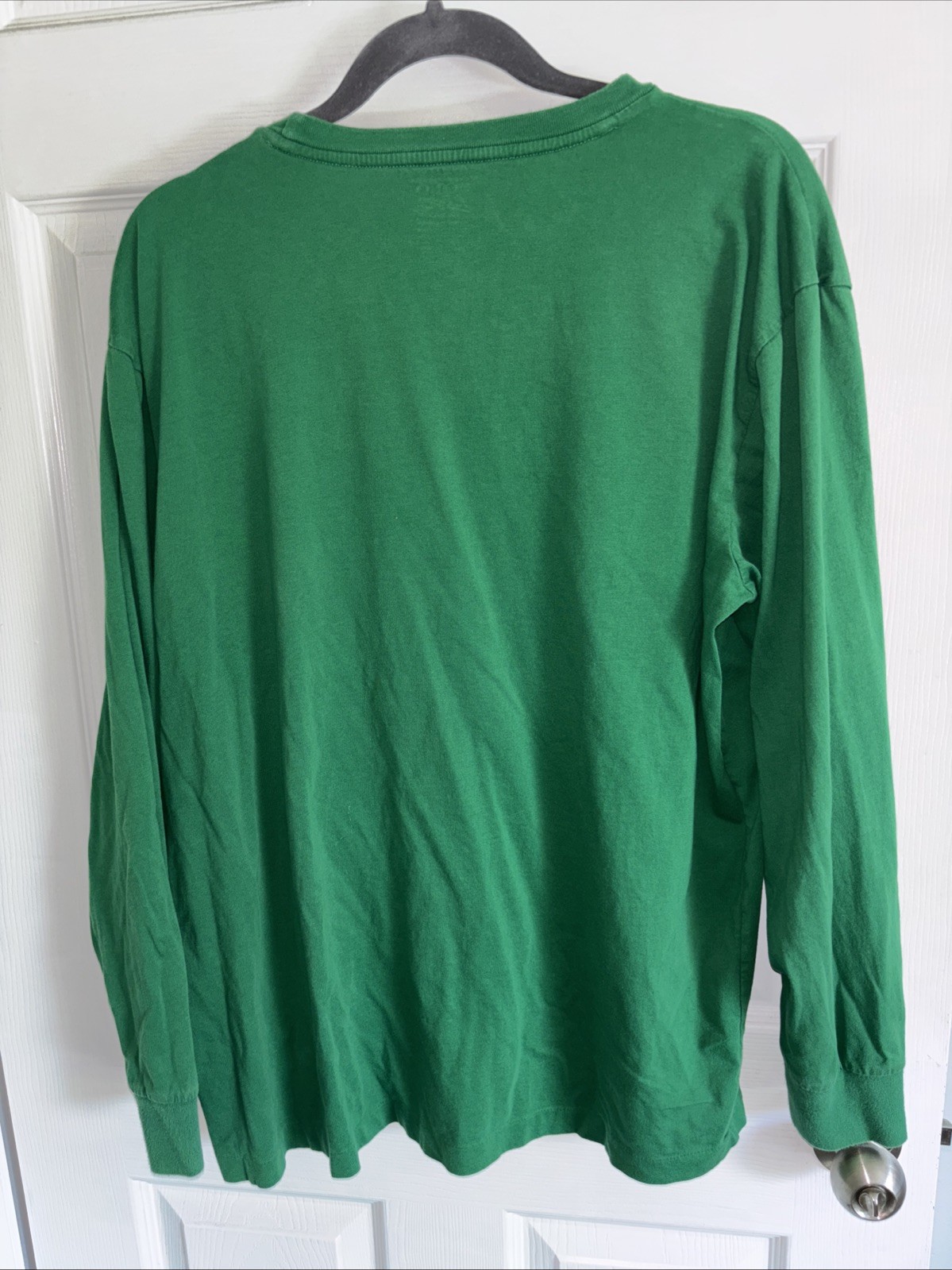 Polo Ralph Lauren camicia manica lunga tasca verde tinta unita taglia L girocollo pony
