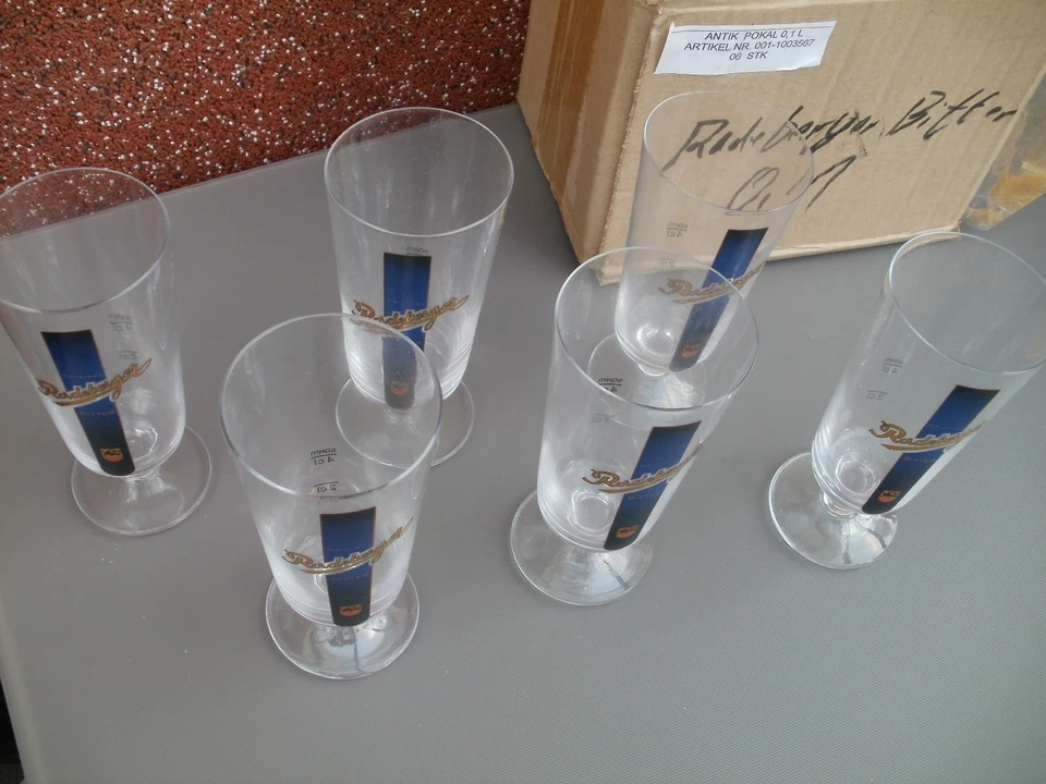 6 x Radeberger Bitter Schnapsgläser Schnaps-Gläser Pokal 2cl/4cl mit Eichstrich - Bild 3 von 3