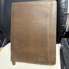Leather Portfolio Organizer with Zipper for Men Women, Leather Padfolio Busin...