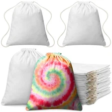 24 Pcs Tie Dye Bags Cotton Drawstring Bags Sublimation Blank Backpack Drawstr...