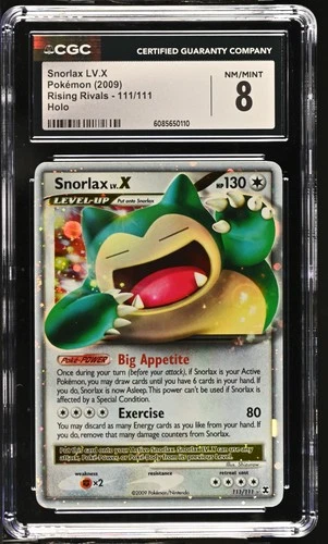 CGC 8 Snorlax LV.X 2009 Rising Rivals 111/111 Holo Pokemon Card