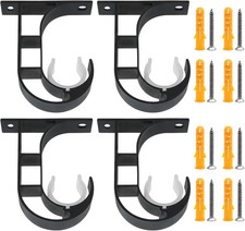 4 Pcs Curtain Rod Brackets, 1 Inch Rod, Black Ceiling Mount, Sturdy, Heavy Dut