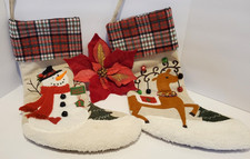 Merry Christmas Holiday Stockings 3D Snowman and Reindeer 2 Large 18" Long