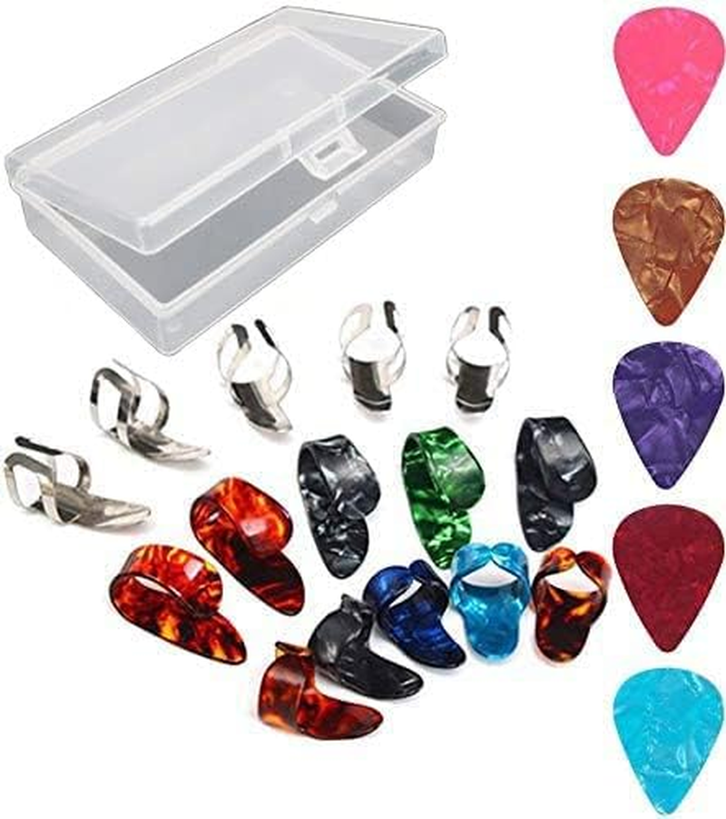 20Pcs Finger Pick Thumb Pick Set Guitar Picks，Stainless Steel Thumb Picks， Best