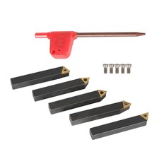 LABLT 5Pcs 3/8" Indexable Carbide Insert Turning Tooling Bit Holder For Lathe