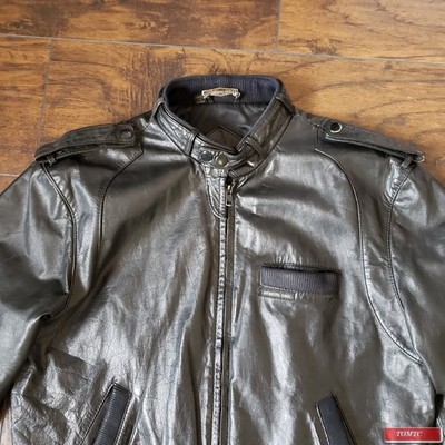Members Only Jacket Men's Size:38 Leather Black Racer Bomber