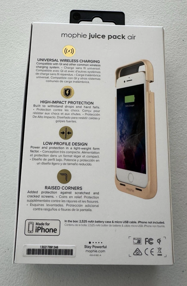 Защитный чехол-аккумулятор Mophie Juice Pack Gold Air для iPhone 7/8 - Изображение 2 из 4