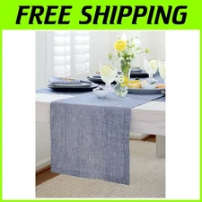 Indigo Chambray Thanksgiving Runner - 72 Inch European Linen